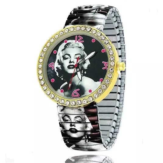 Marilyn Monroe Unisex Wrist Watch Adjustable Dark Black Faux Leather Strap