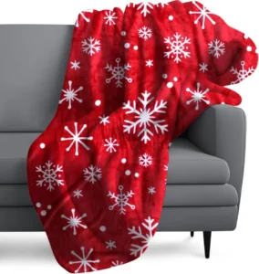 Christmas Throw Blanket for Stylish Warm Winter Cabin Throw - Red Snowflake Christmas Fleece Blanket Premium Microfiber, Silky Soft, Plush, Warm & Lightweight for Couch, Sofa, Bed, 50” x 60"
