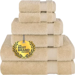 Cotton Paradise 6 Piece Turkish Cotton Towel Set in Sand Taupe